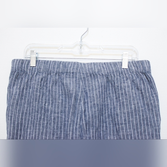 Eileen Fisher Puckered Organic Linen Wide Leg Pants Striped 100% Linen Size LP - Picture 7 of 10